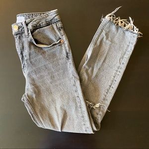 Zara grey straight leg distressed jeans
